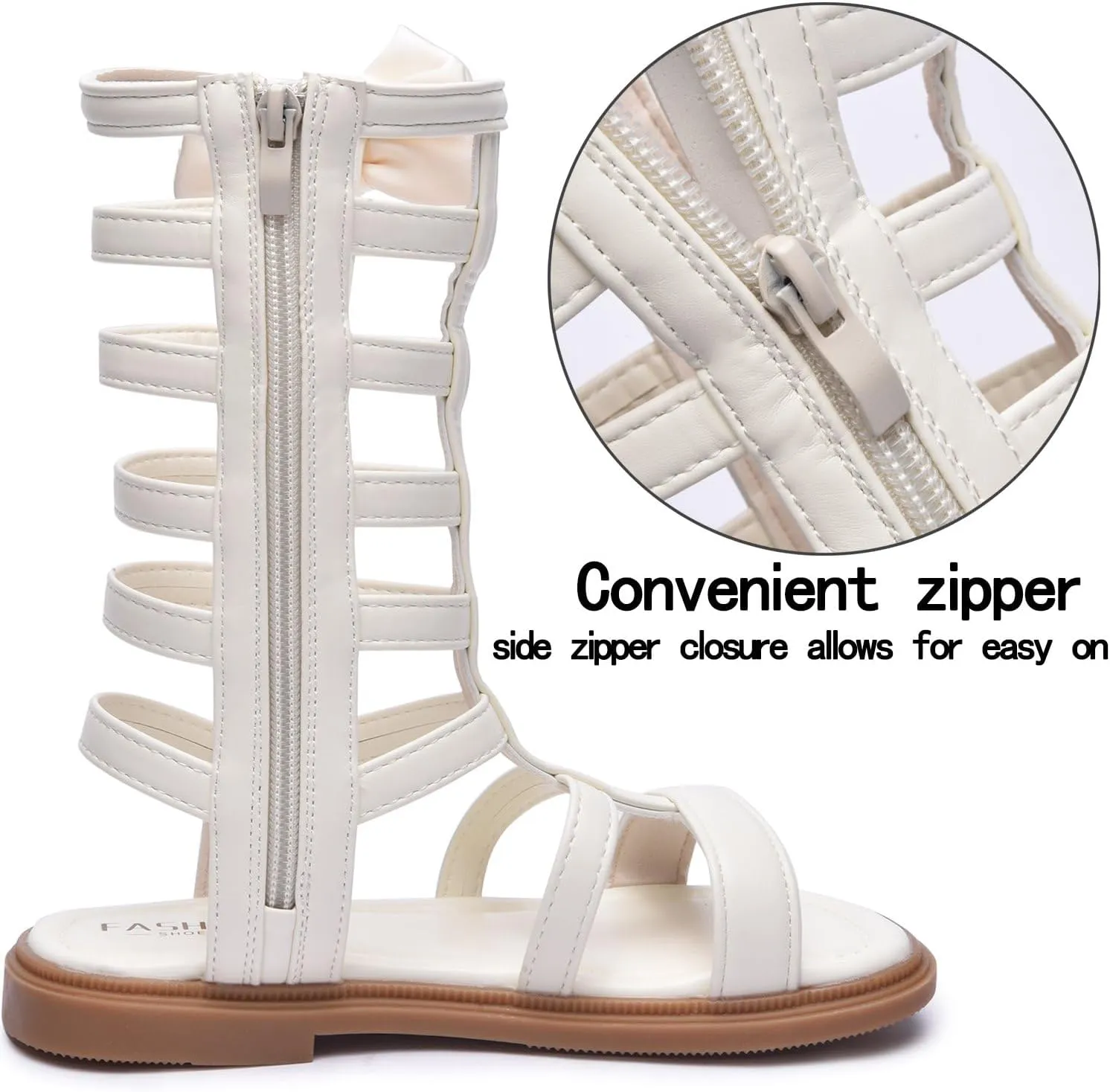 Girls Rivet Gladiator Sandals Summer Princess Dress Strappy Flats Zip Up Boots Shoes