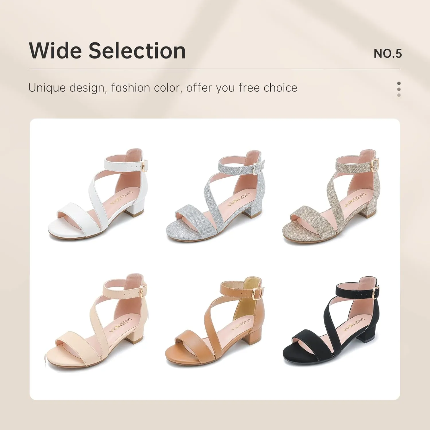 Girls Sandals Kids Heels Open Toe Ankle Strap Dress Shoes Flower Wedding Party for Toddler Little Big Kid