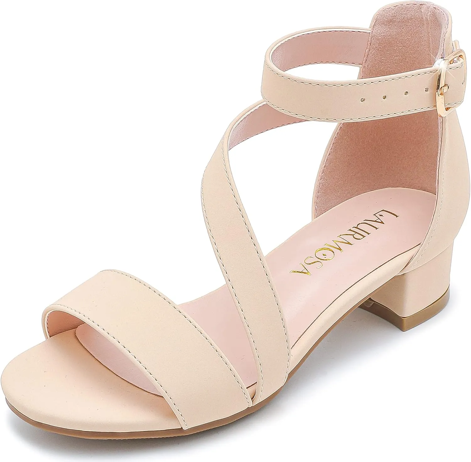 Girls Sandals Kids Heels Open Toe Ankle Strap Dress Shoes Flower Wedding Party for Toddler Little Big Kid