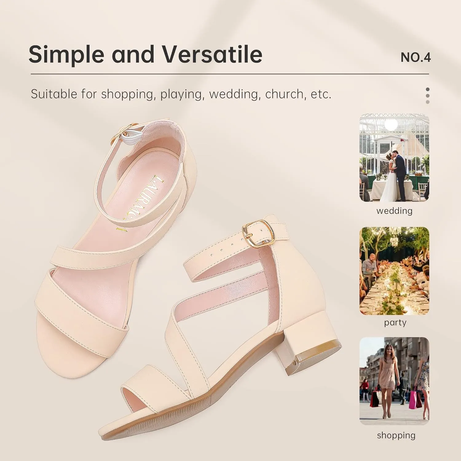 Girls Sandals Kids Heels Open Toe Ankle Strap Dress Shoes Flower Wedding Party for Toddler Little Big Kid