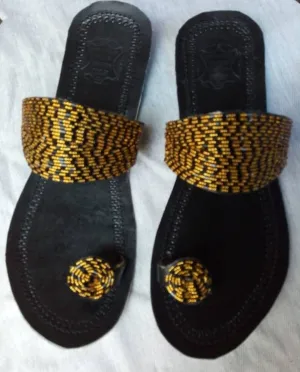 Handmade African Beaded Sandals/Authentic Maasai-Style Leather Flip-Flops Women/Boho Beach Sandals/Comfortable Summer Sandal African Gifts