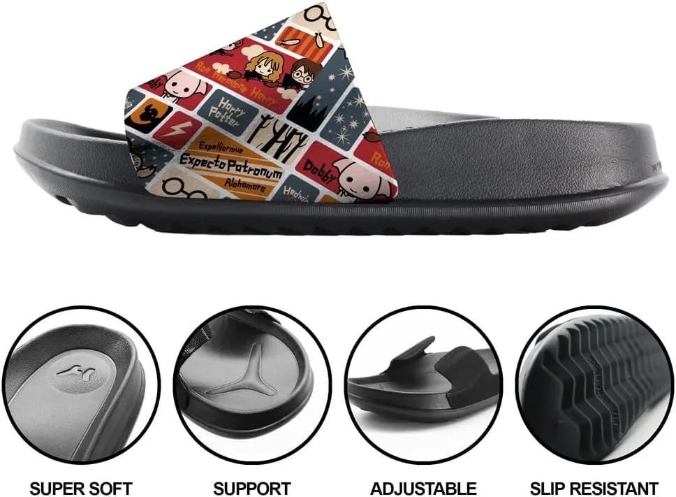 Harry Potter Cute Squares Unisex Adult Slides Adjustable Flip Flop Sandals Officially Licensed Hypd Slydr Switch™