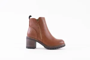 HEAVENLY FEET - KERI CHUNKY MEDIUM HEEL ANKLE BOOT - BROWN