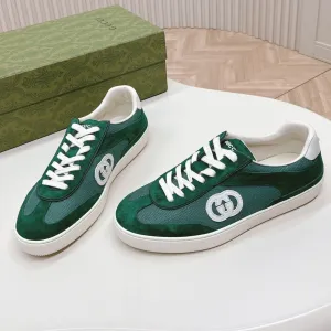 INTERLOCKING Voice-activated IN WITH SNEAKER Gucci MESH FOREST AND Savings-packed SUEDE G GREEN