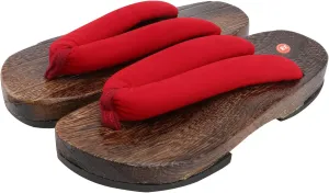 Japanese Wooden Clogs Sandals Japan Traditional Shoes Geta Red