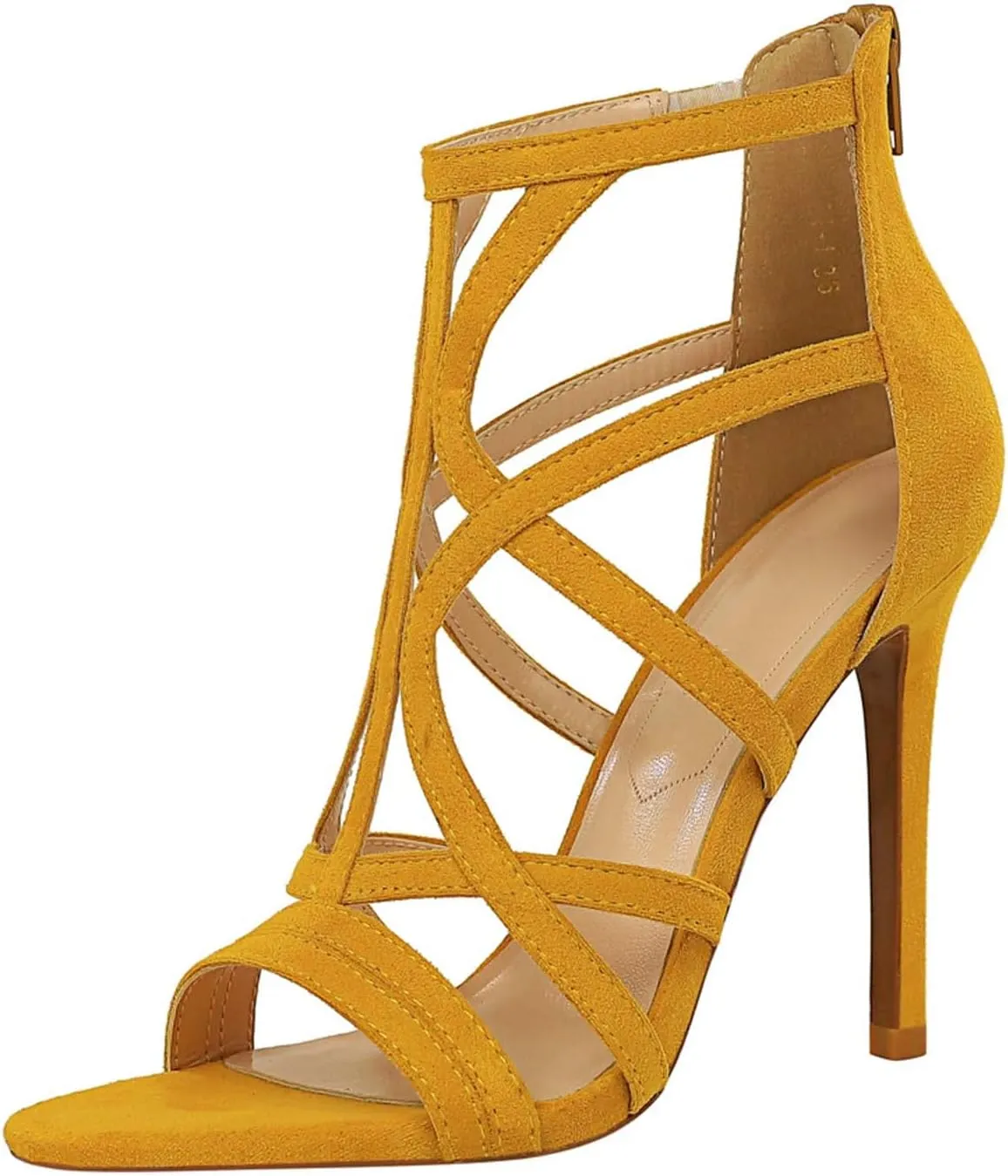 JOEupin Women’s Fashion High Heel Sandals Peep Toe Hollow-out Gladiator Stiletto Pumps Dress Shoes with Zip
