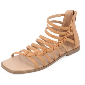 Journee Womens Petrra Tru Comfort Foam Gladiator Back Zip Sandals Tan