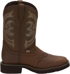 Justin Women's Inji Western Boot Wide Square Toe Distressed Brown