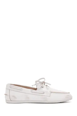 Kadın Beyaz Deri Maskülen Loafer