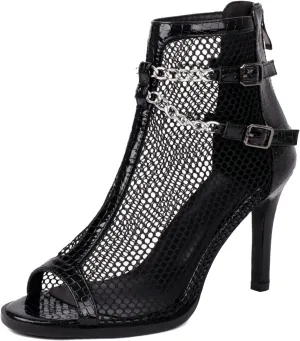 KysBloes Women Peep Toe Stiletto Booties High Heels Gladiator Sandals Cut Out Mesh Ankle Booties Back Zip Up Summer Sandals