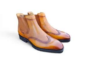 Lug Sole Chelsea Boot with Wingtip Toe
