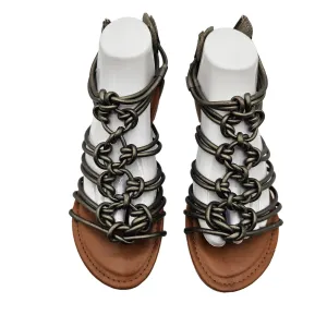 Madden Girl Morghan Womens Sz 8 1/2 Gladiator Style Faux Leather Sandals Silver