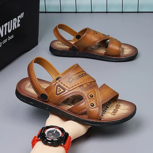 Men's Embossed Sandals with Cushioned Footbed for Casual Outdoor Use - 59 Street Vibes