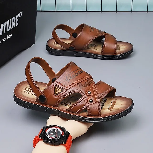 Men's Embossed Sandals with Cushioned Footbed for Casual Outdoor Use - 59 Street Vibes