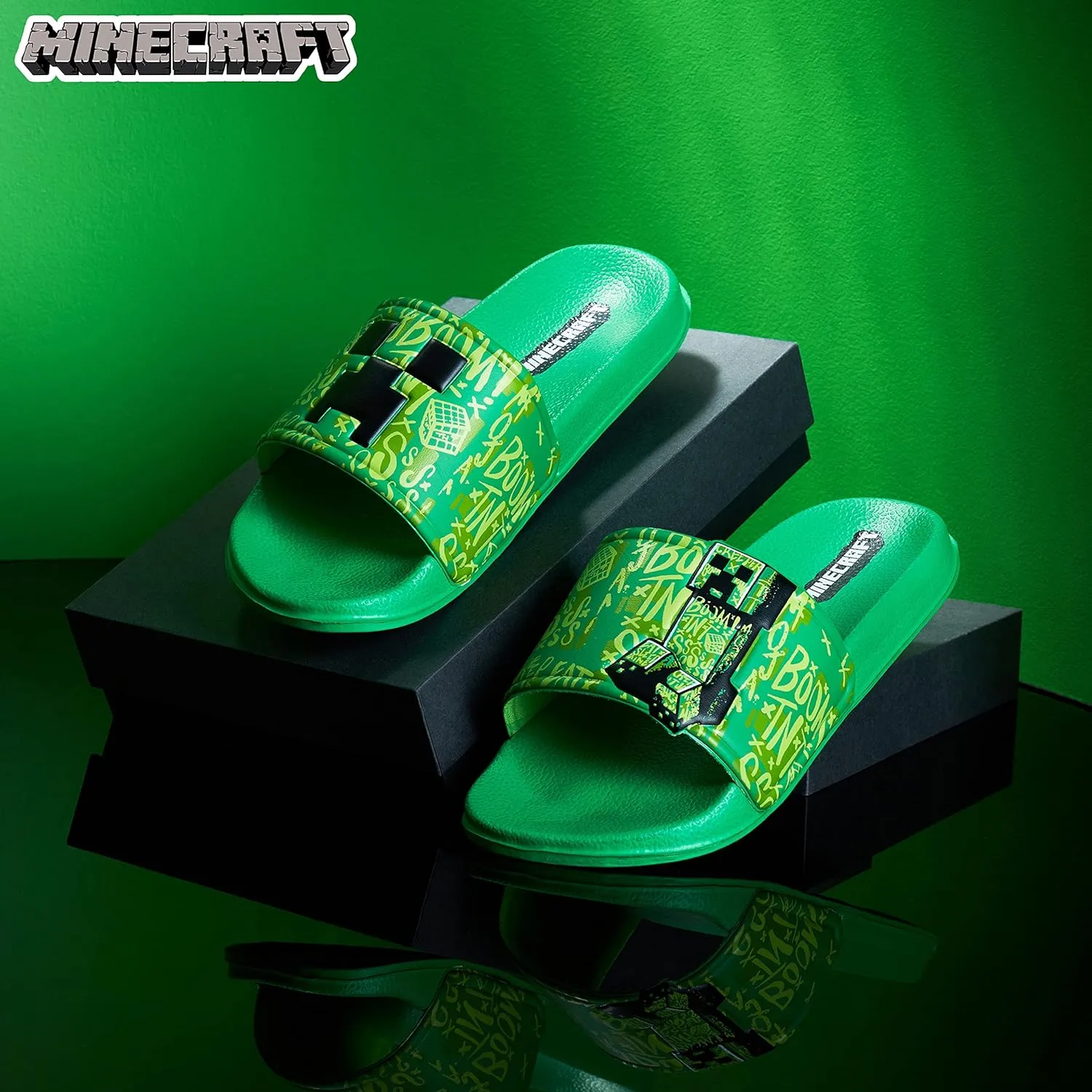 Minecraft Boys Sliders or Flip Flops for Beach and Pool - Boys Gifts