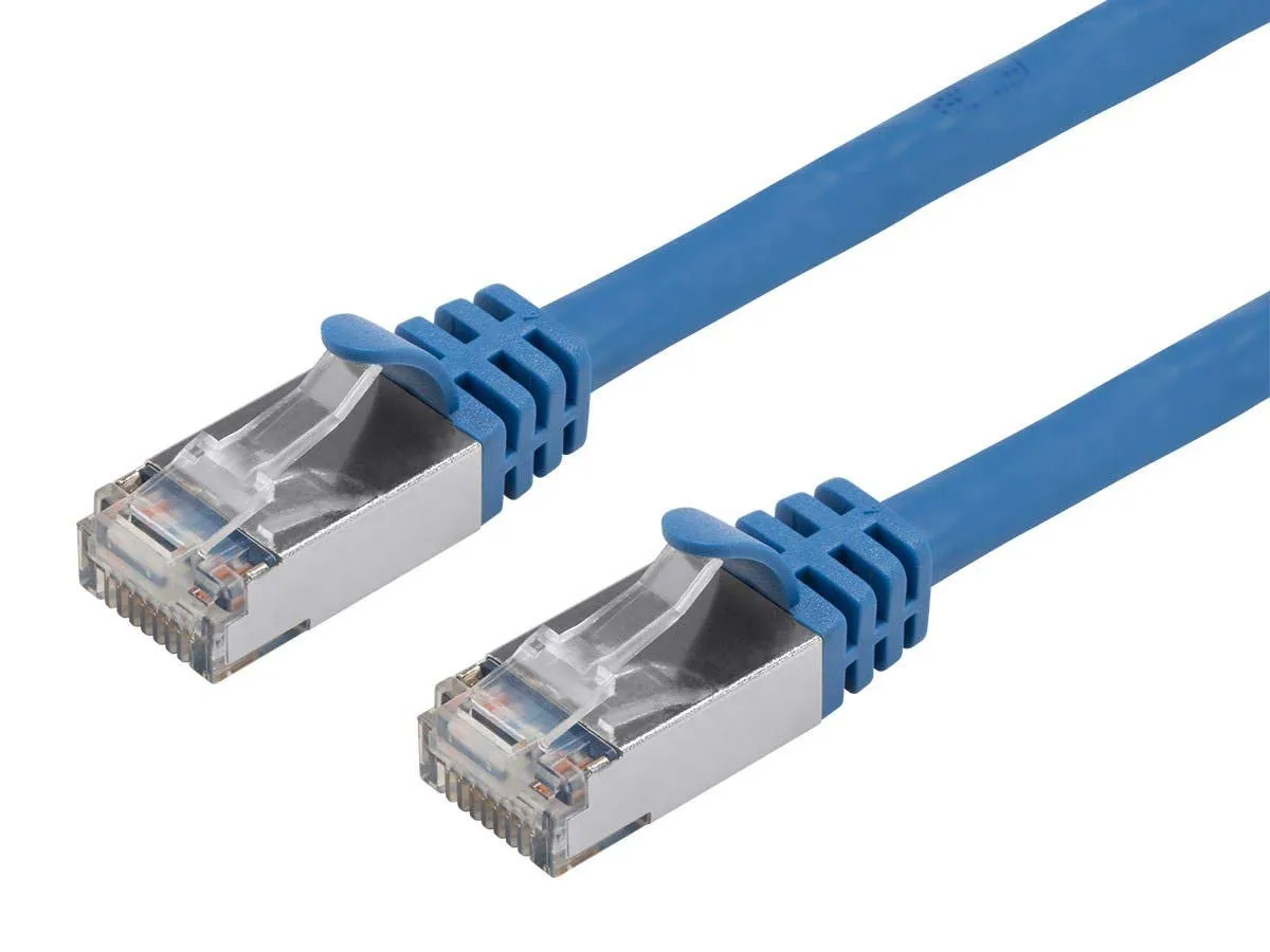 Monoprice Cat7 Ethernet Patch Cable - Flexboot RJ45, Stranded, 600Mhz, S/FTP, CMX, 26AWG, 100 Feet, Blue - Entegrade Series