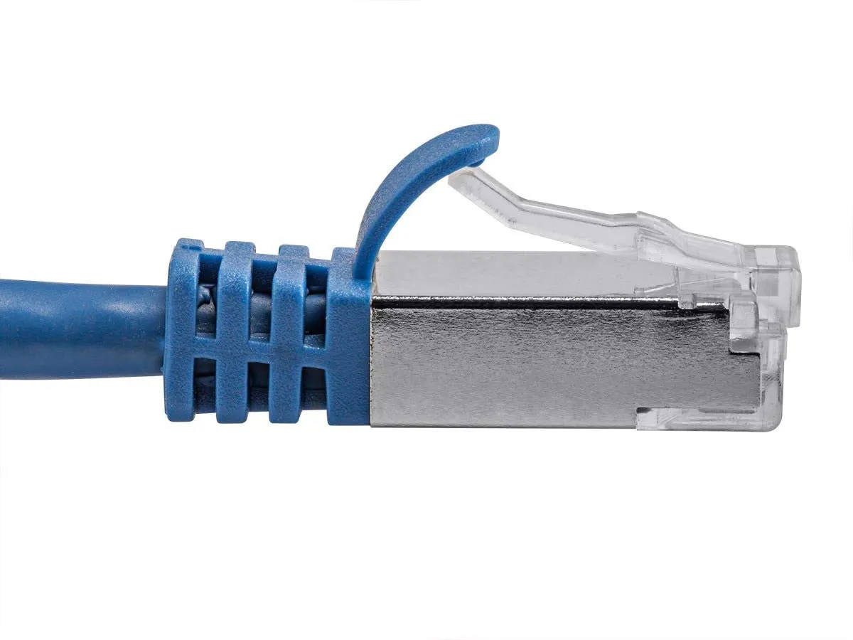 Monoprice Cat7 Ethernet Patch Cable - Flexboot RJ45, Stranded, 600Mhz, S/FTP, CMX, 26AWG, 100 Feet, Blue - Entegrade Series