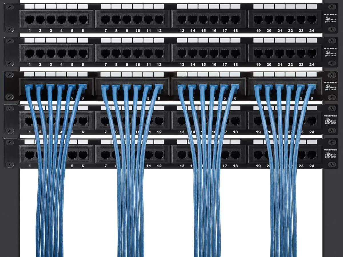 Monoprice Cat7 Ethernet Patch Cable - Flexboot RJ45, Stranded, 600Mhz, S/FTP, CMX, 26AWG, 100 Feet, Blue - Entegrade Series
