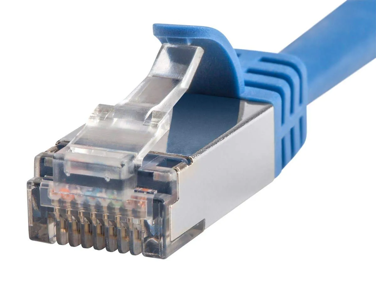 Monoprice Cat7 Ethernet Patch Cable - Flexboot RJ45, Stranded, 600Mhz, S/FTP, CMX, 26AWG, 100 Feet, Blue - Entegrade Series