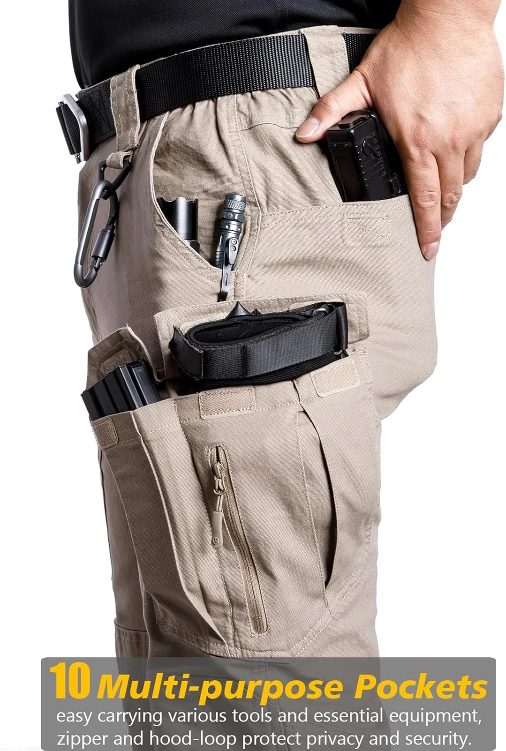 NAVEKULL Men's Flex Tactical Pants Cotton Stretch Work Cargo Pants Lightweight EDC Outdoor Hiking Trousers