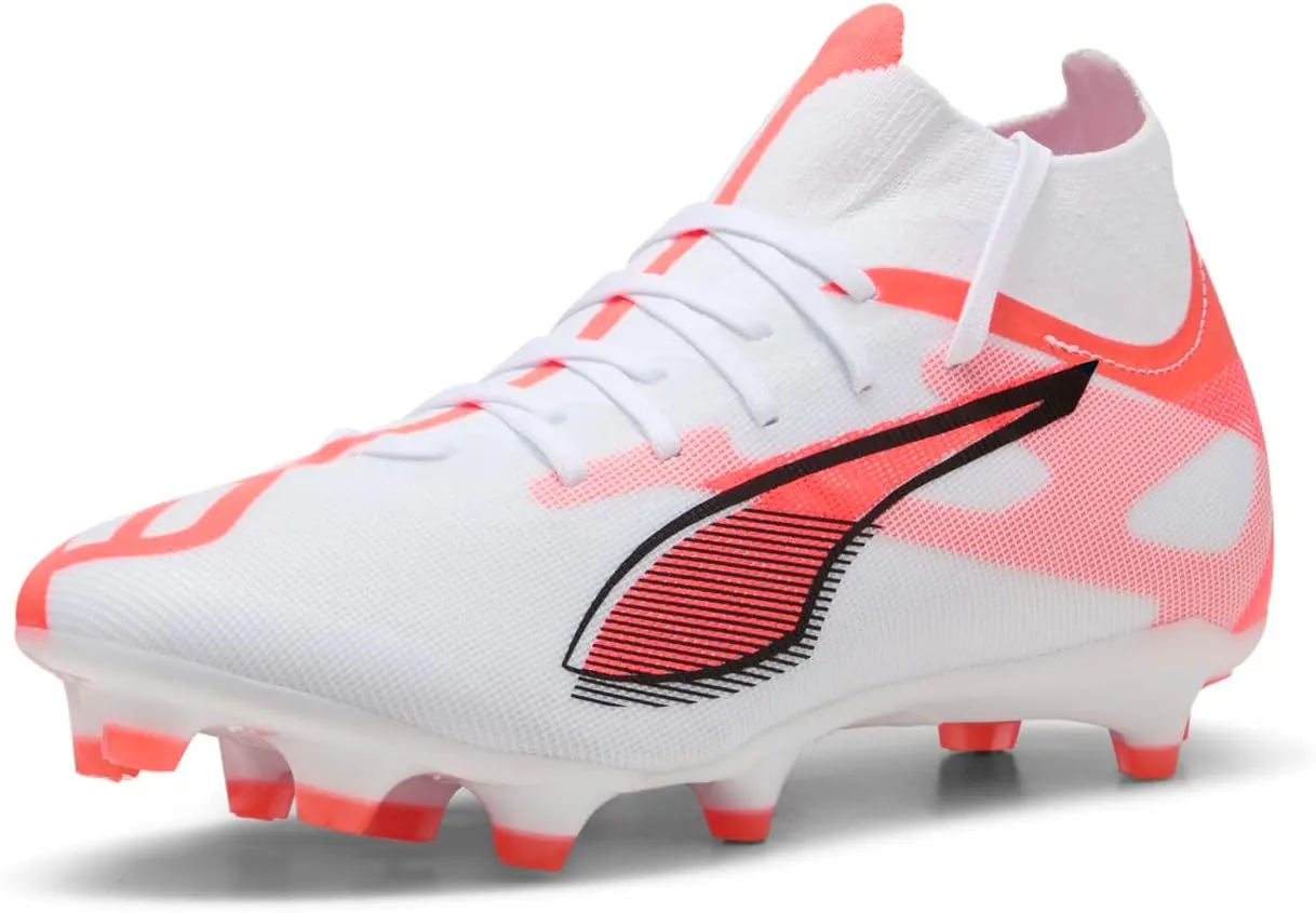 PUMA Women's Ultra 5 Match   Firm, Artificial Ground Soccer Cleats, White-Black-Glowing Red, 7.5