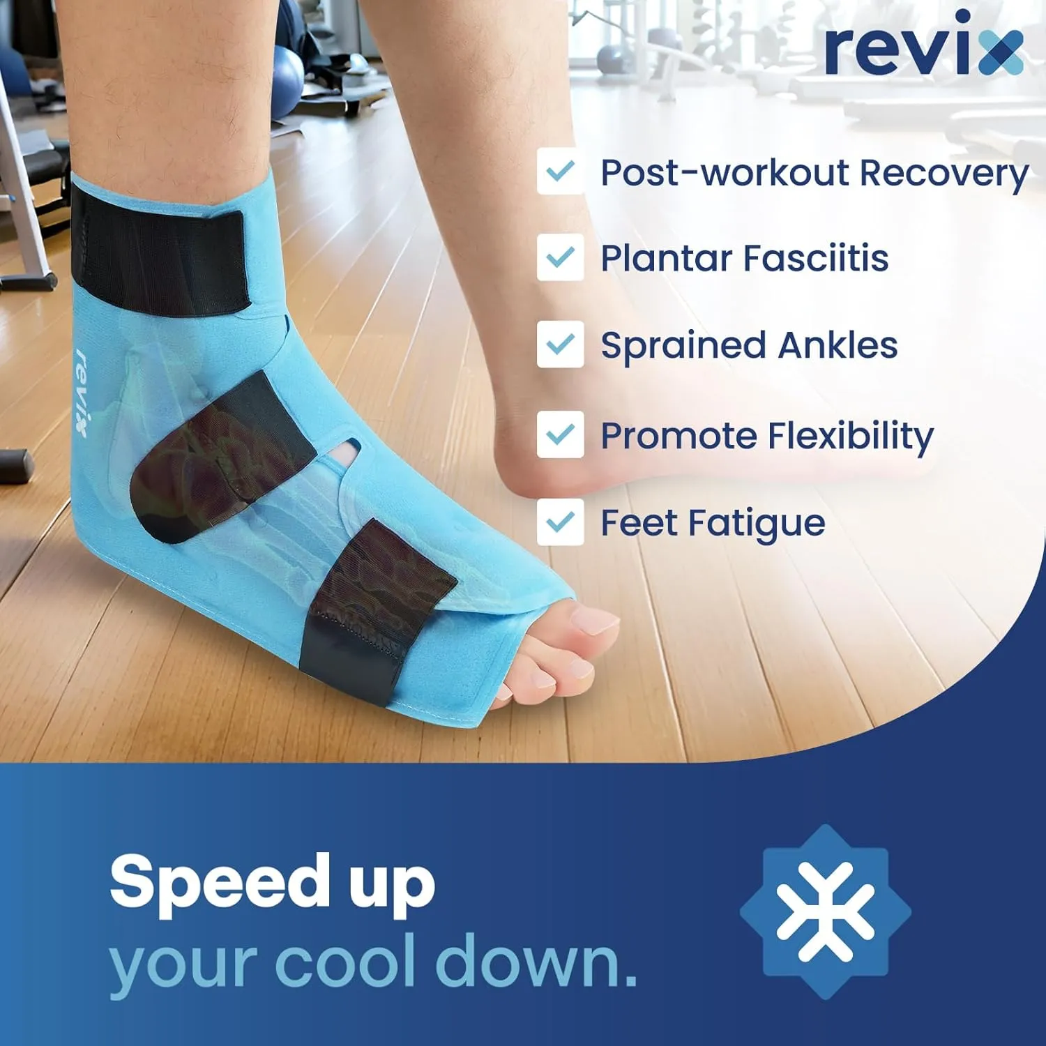 REVIX Extra Large Ankle Ice Pack for Foot Discomfort, Reusable Gel Cold Pack with Cold Compression Therapy, Full Coverage Ankle Ice Wrap for Post-Workout Recovery, Plantar Fasciitis