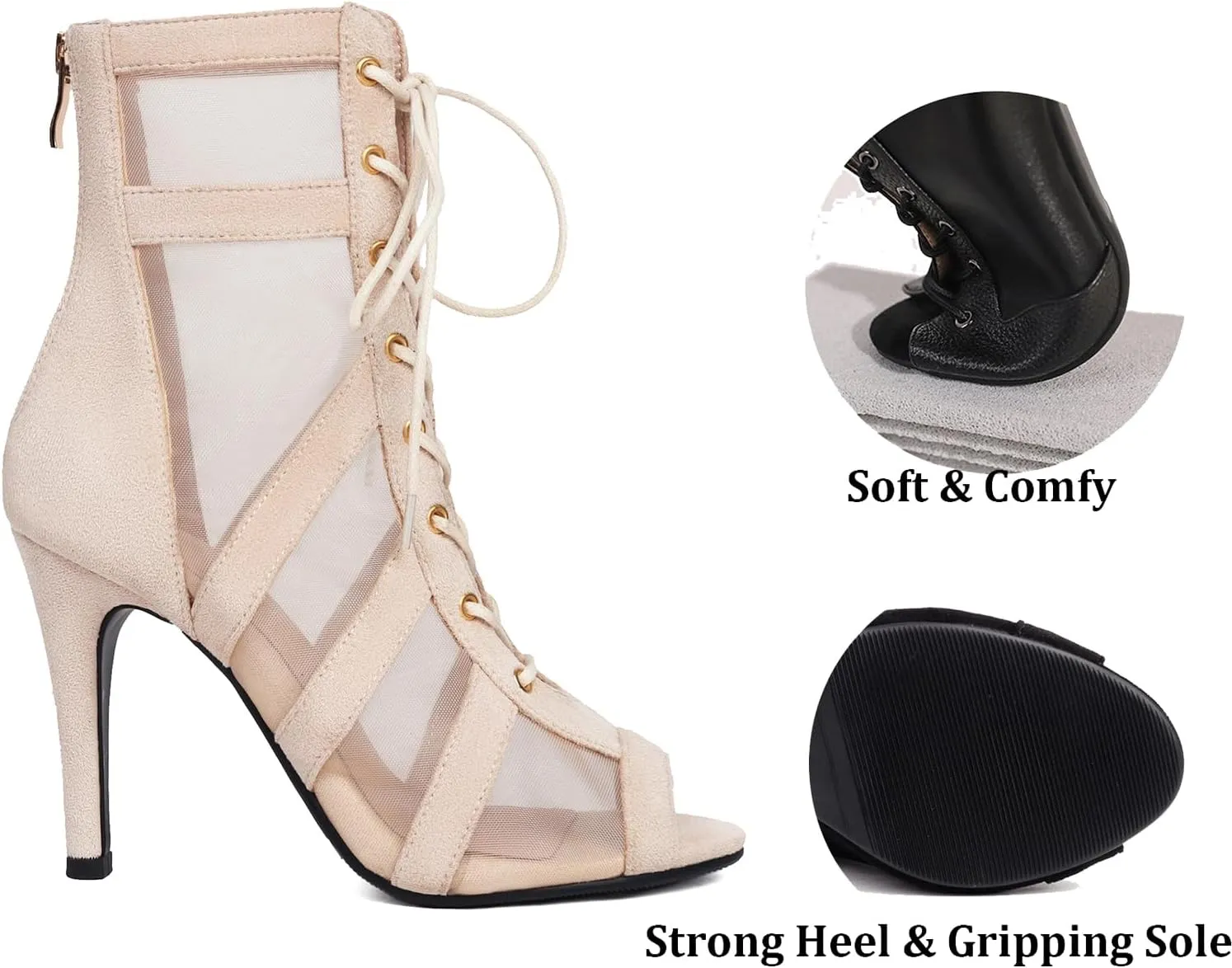 Roimaash 7/9.5/11CM Heel Height Women Gladiator Sandals Summer Boots Dance Heels