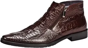 Santimon Mens Boot Zipper Ankle Dress Patent Leather Formal Boots Fashion Black Red