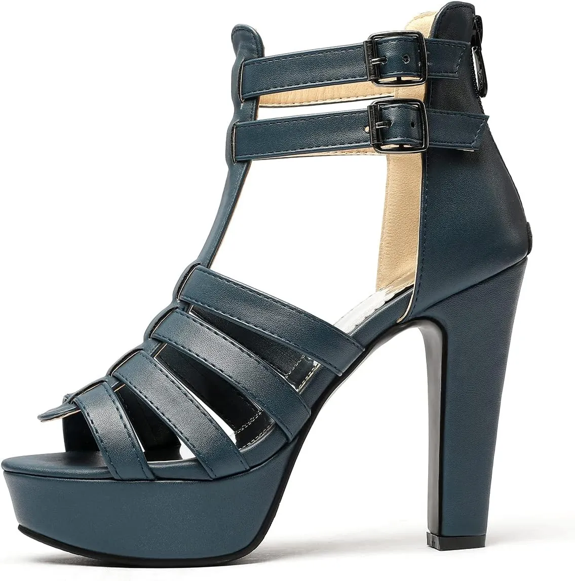 Scaoruki Women Fashion Platform Sandals Block High Heels Gladiator Summer Shoes
