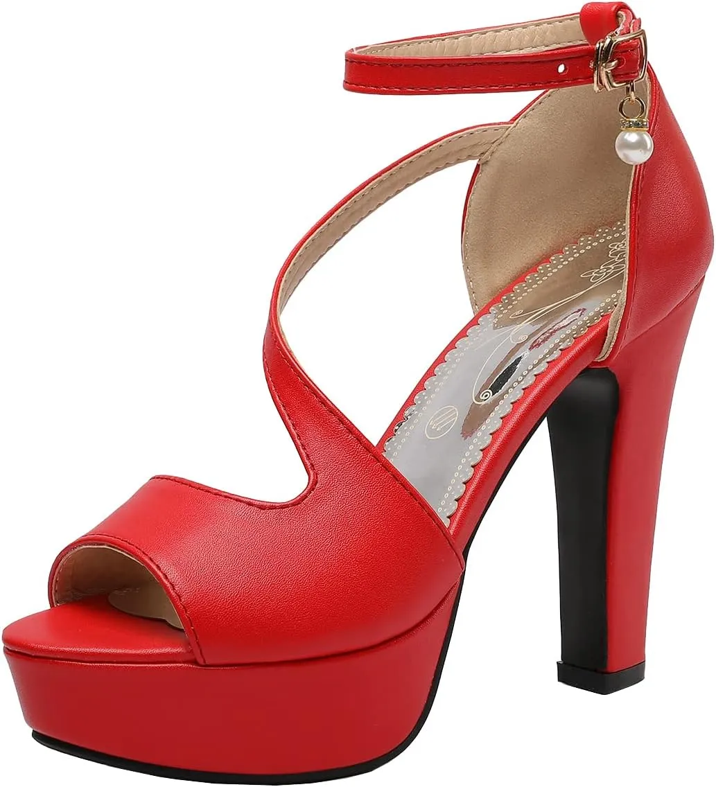 Scaoruki Women Fashion Platform Sandals Block High Heels Gladiator Summer Shoes