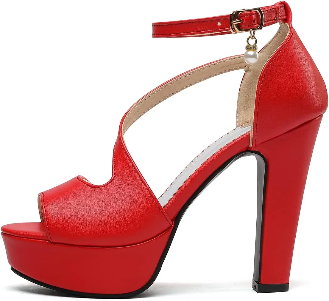 Scaoruki Women Fashion Platform Sandals Block High Heels Gladiator Summer Shoes