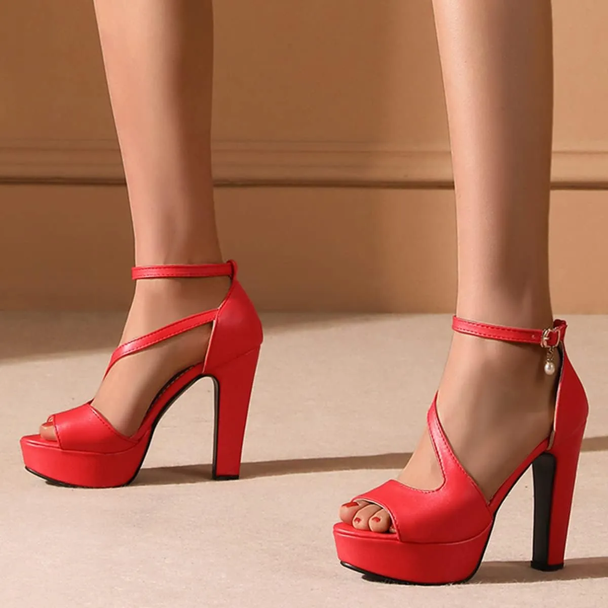 Scaoruki Women Fashion Platform Sandals Block High Heels Gladiator Summer Shoes