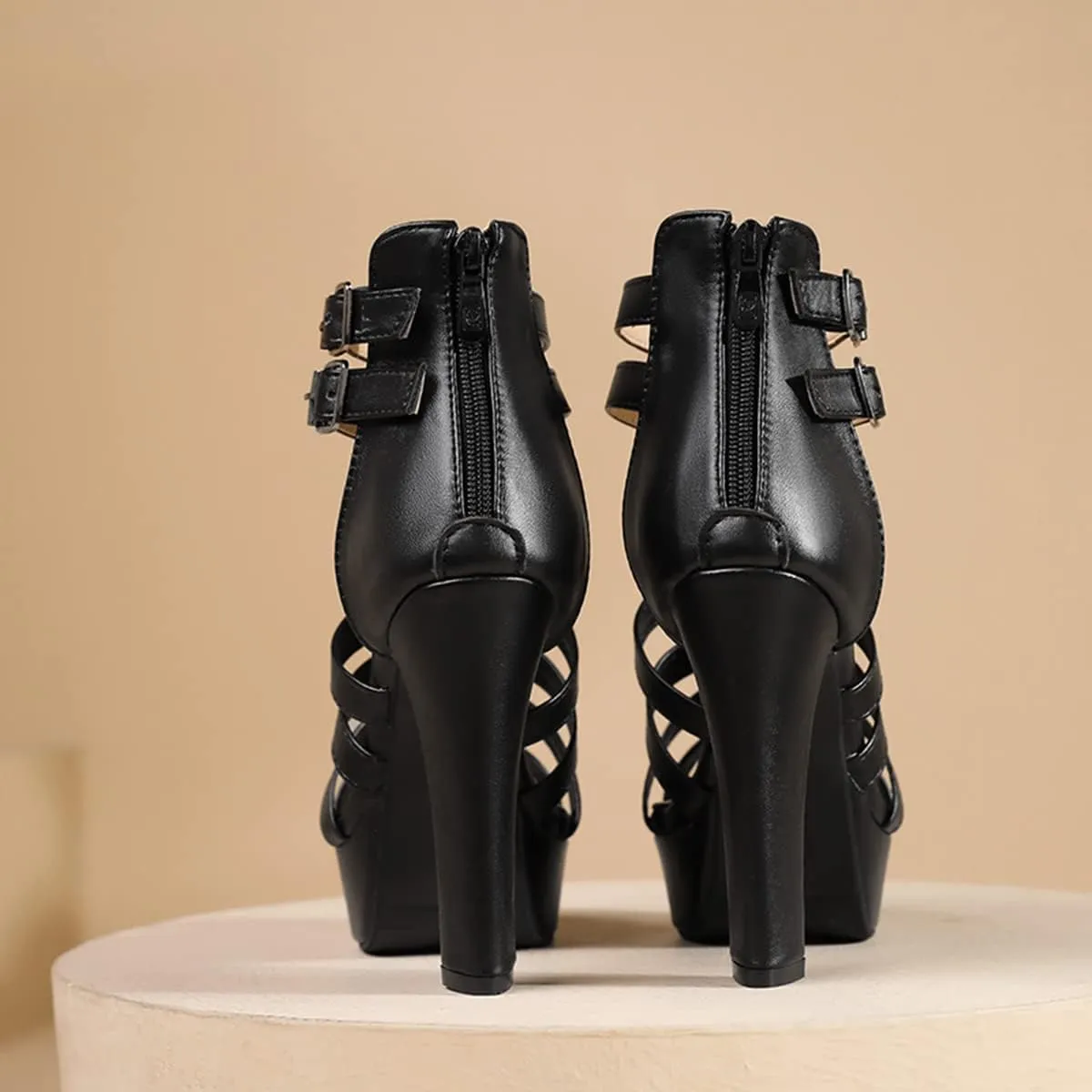 Scaoruki Women Fashion Platform Sandals Block High Heels Gladiator Summer Shoes