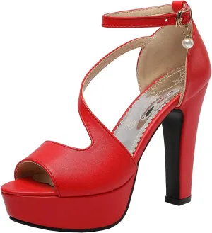 Scaoruki Women Fashion Platform Sandals Block High Heels Gladiator Summer Shoes