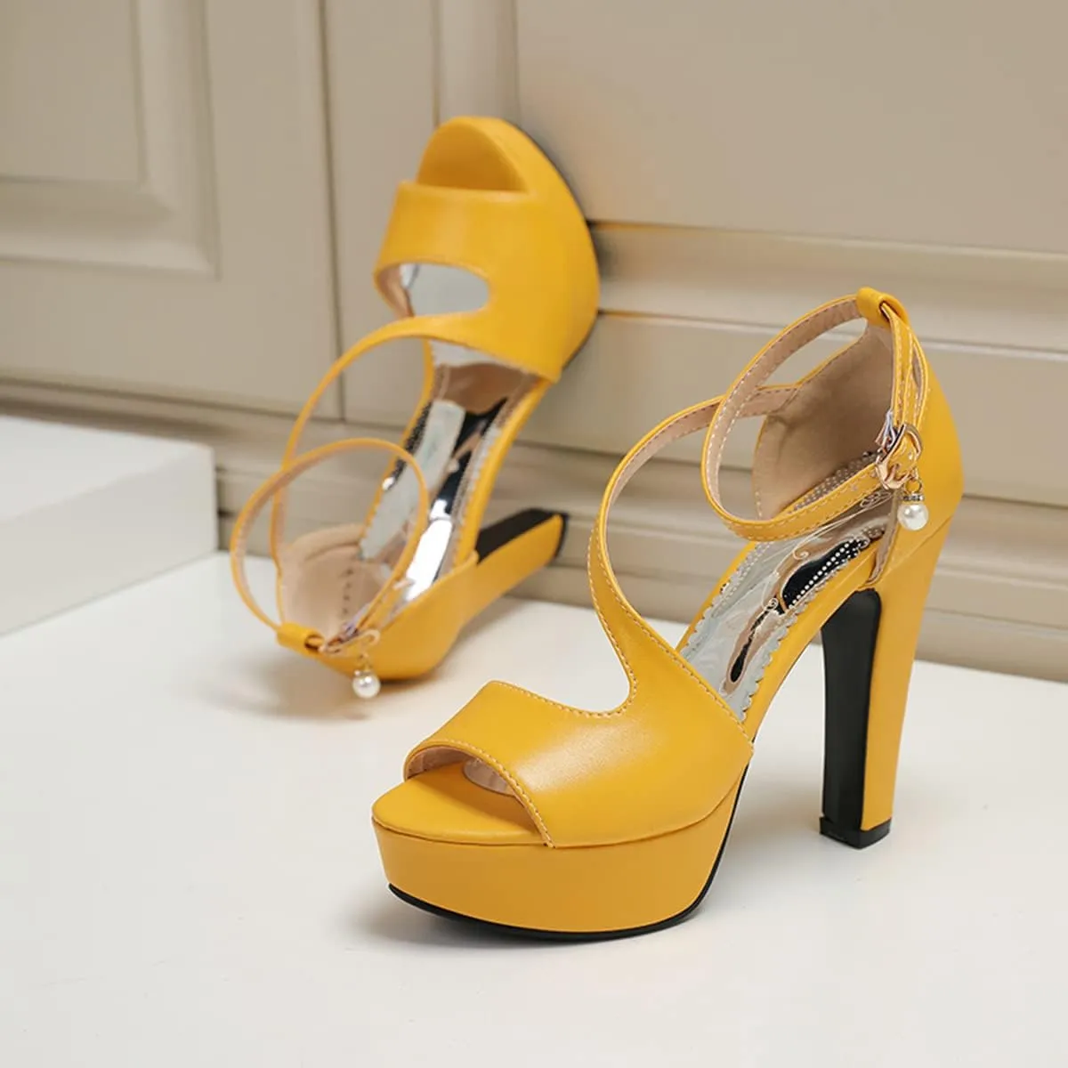 Scaoruki Women Fashion Platform Sandals Block High Heels Gladiator Summer Shoes