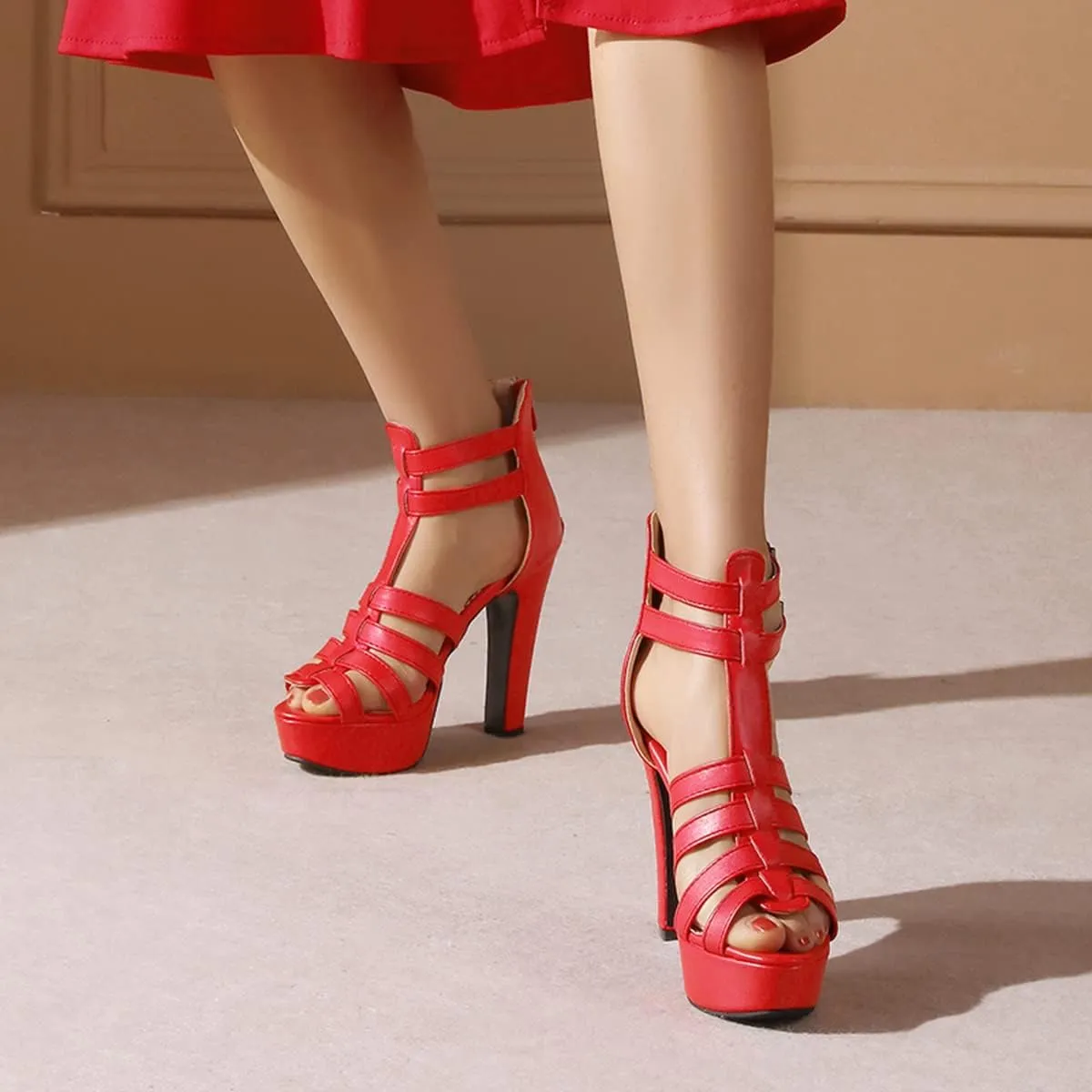 Scaoruki Women Fashion Platform Sandals Block High Heels Gladiator Summer Shoes