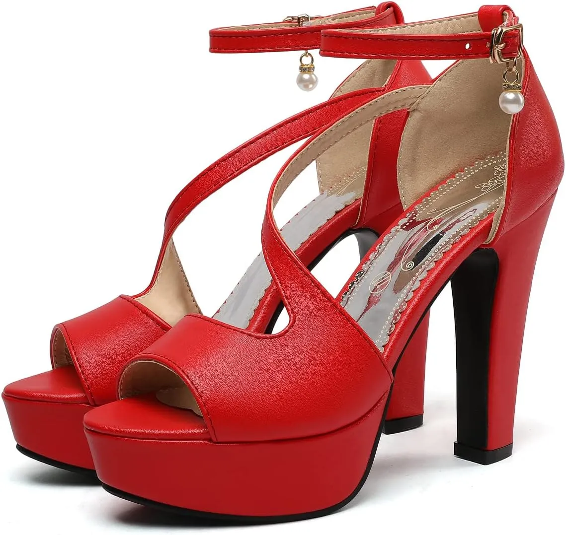 Scaoruki Women Fashion Platform Sandals Block High Heels Gladiator Summer Shoes