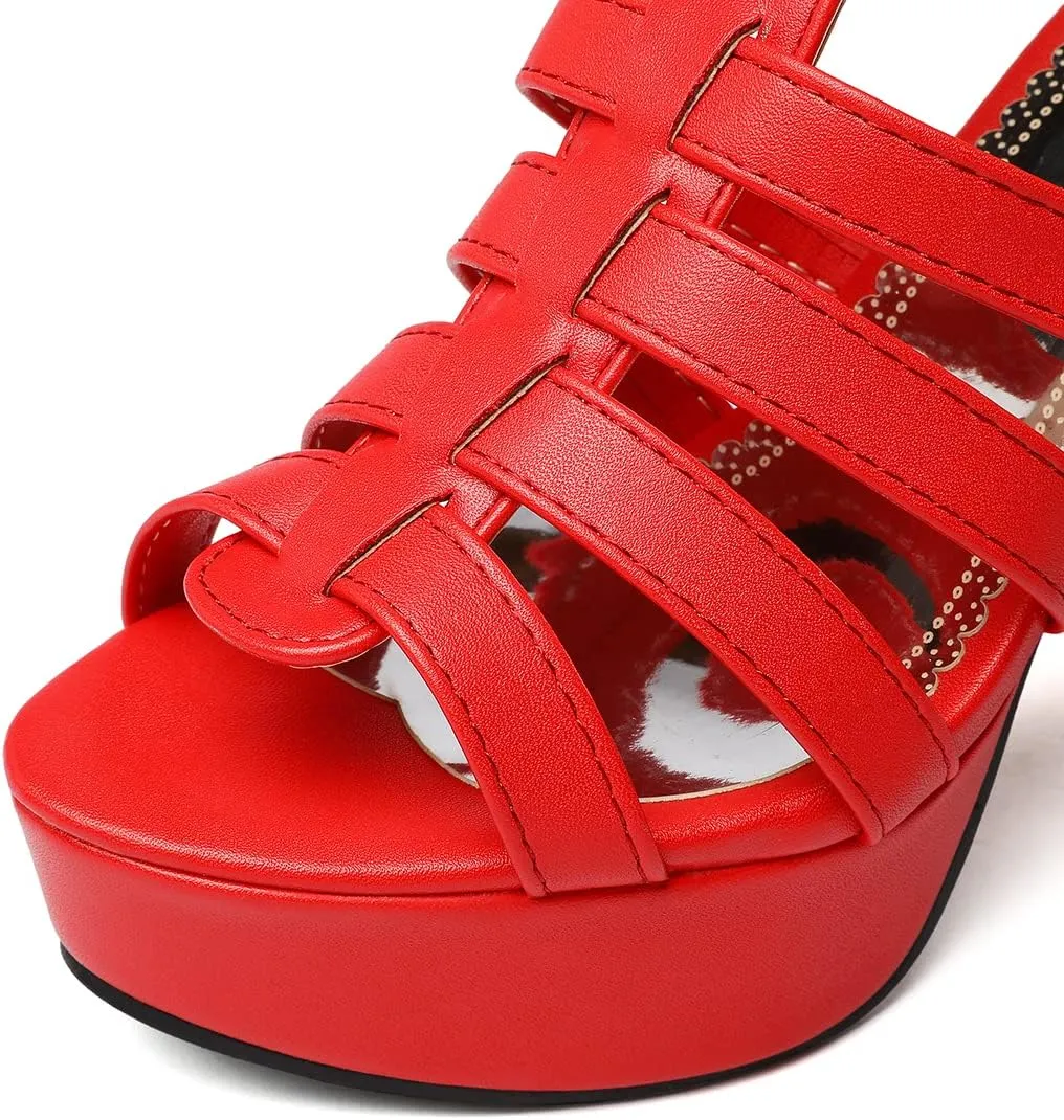 Scaoruki Women Fashion Platform Sandals Block High Heels Gladiator Summer Shoes