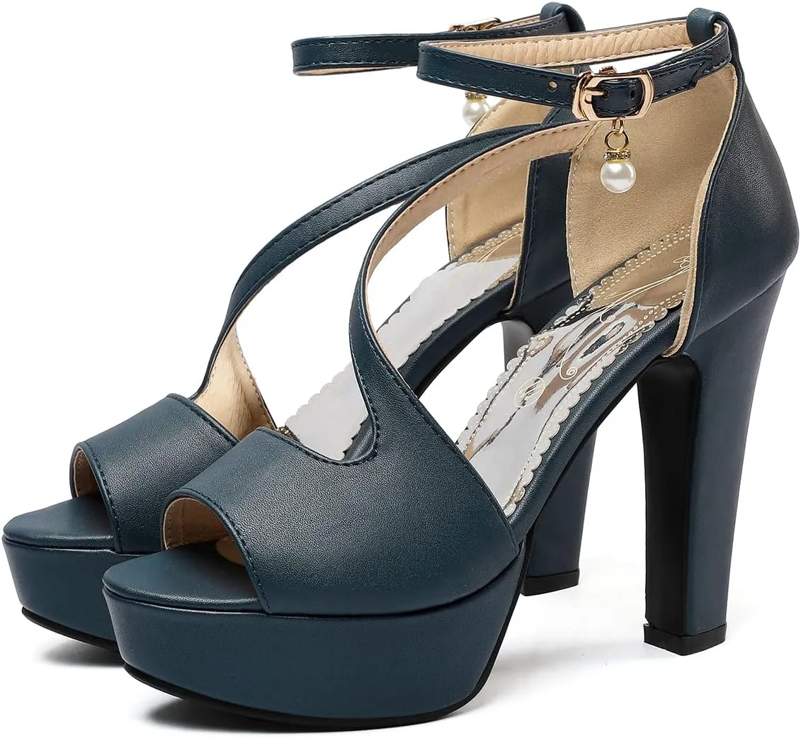 Scaoruki Women Fashion Platform Sandals Block High Heels Gladiator Summer Shoes