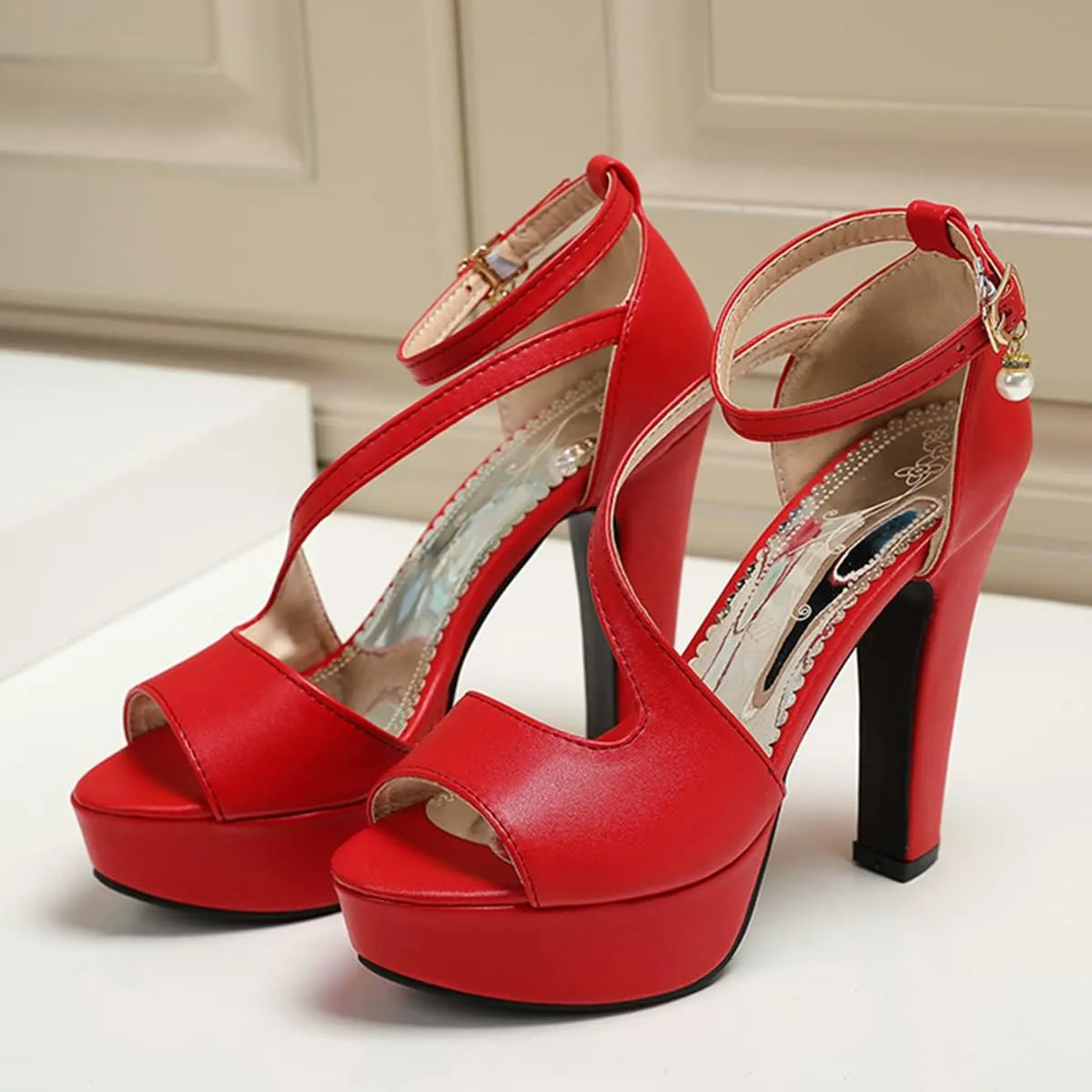 Scaoruki Women Fashion Platform Sandals Block High Heels Gladiator Summer Shoes