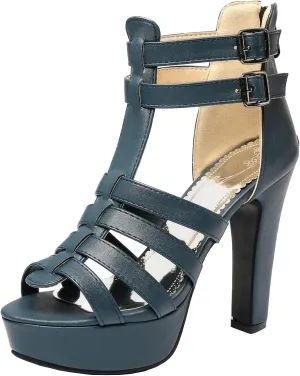 Scaoruki Women Fashion Platform Sandals Block High Heels Gladiator Summer Shoes
