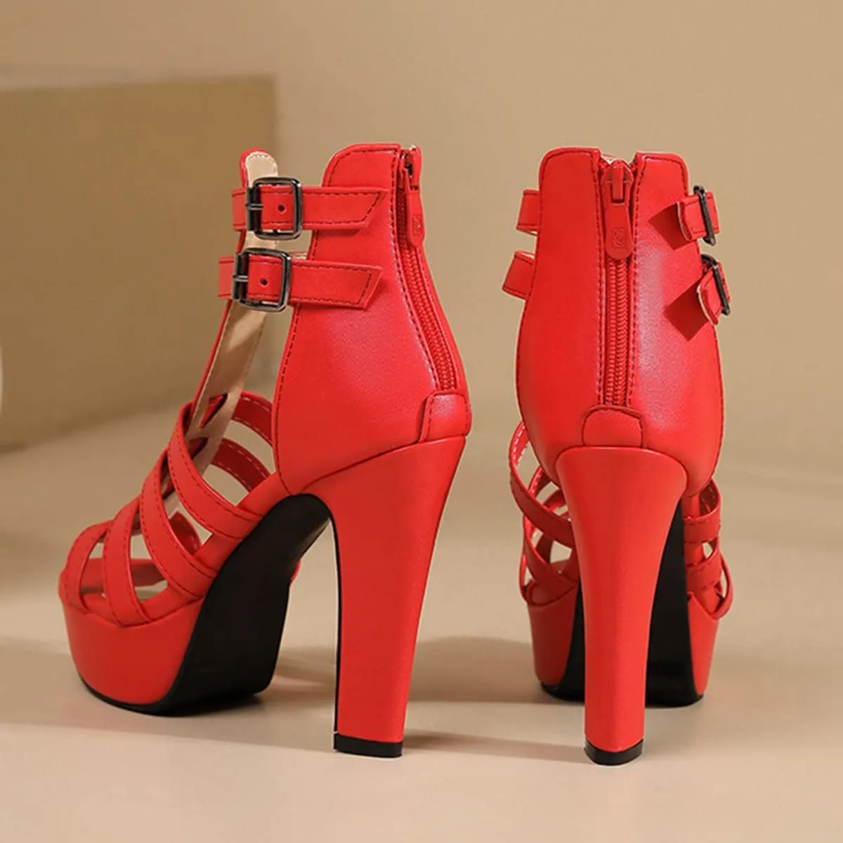 Scaoruki Women Fashion Platform Sandals Block High Heels Gladiator Summer Shoes