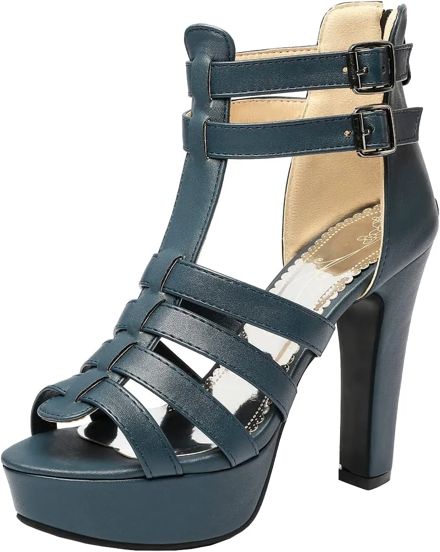 Scaoruki Women Fashion Platform Sandals Block High Heels Gladiator Summer Shoes
