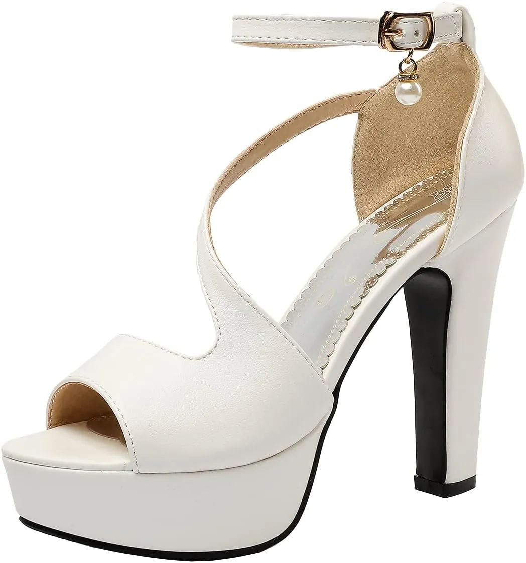 Scaoruki Women Fashion Platform Sandals Block High Heels Gladiator Summer Shoes