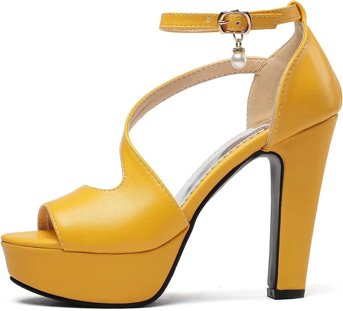 Scaoruki Women Fashion Platform Sandals Block High Heels Gladiator Summer Shoes