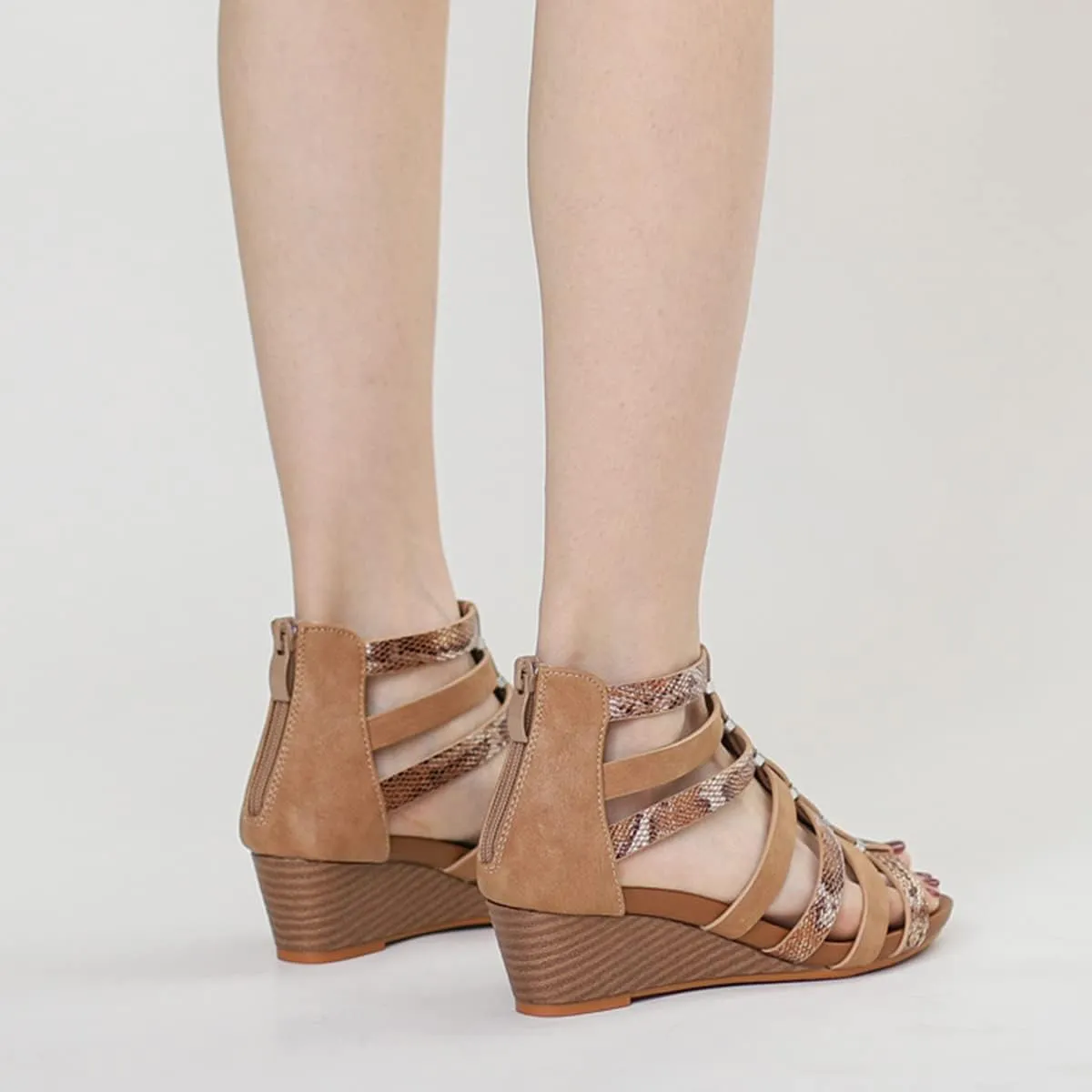 Scaoruki Women Gladiator Sandals Retro Wedge Heel