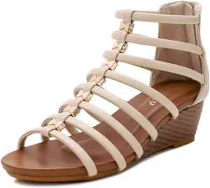 Scaoruki Women Gladiator Sandals Retro Wedge Heel