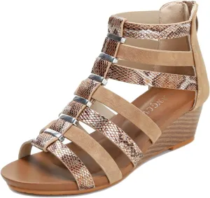 Scaoruki Women Gladiator Sandals Retro Wedge Heel