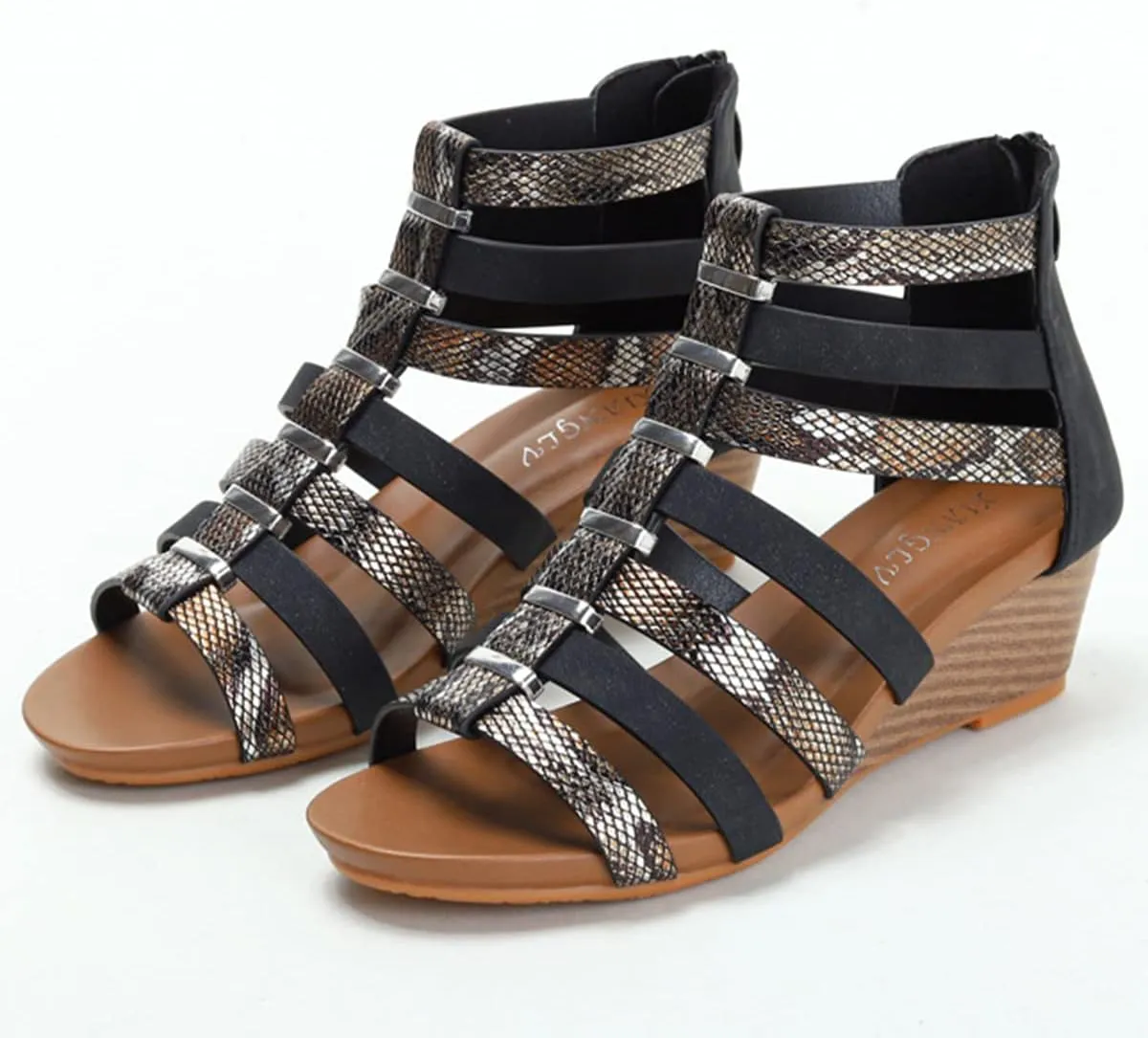 Scaoruki Women Gladiator Sandals Retro Wedge Heel