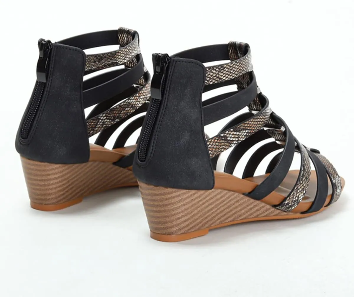 Scaoruki Women Gladiator Sandals Retro Wedge Heel